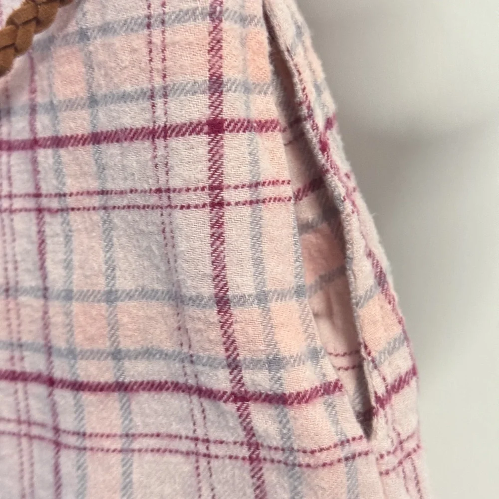 Japna Kids Pink Plaid Flannel Shirt Dress Girls Size 10 Cotton School Fall